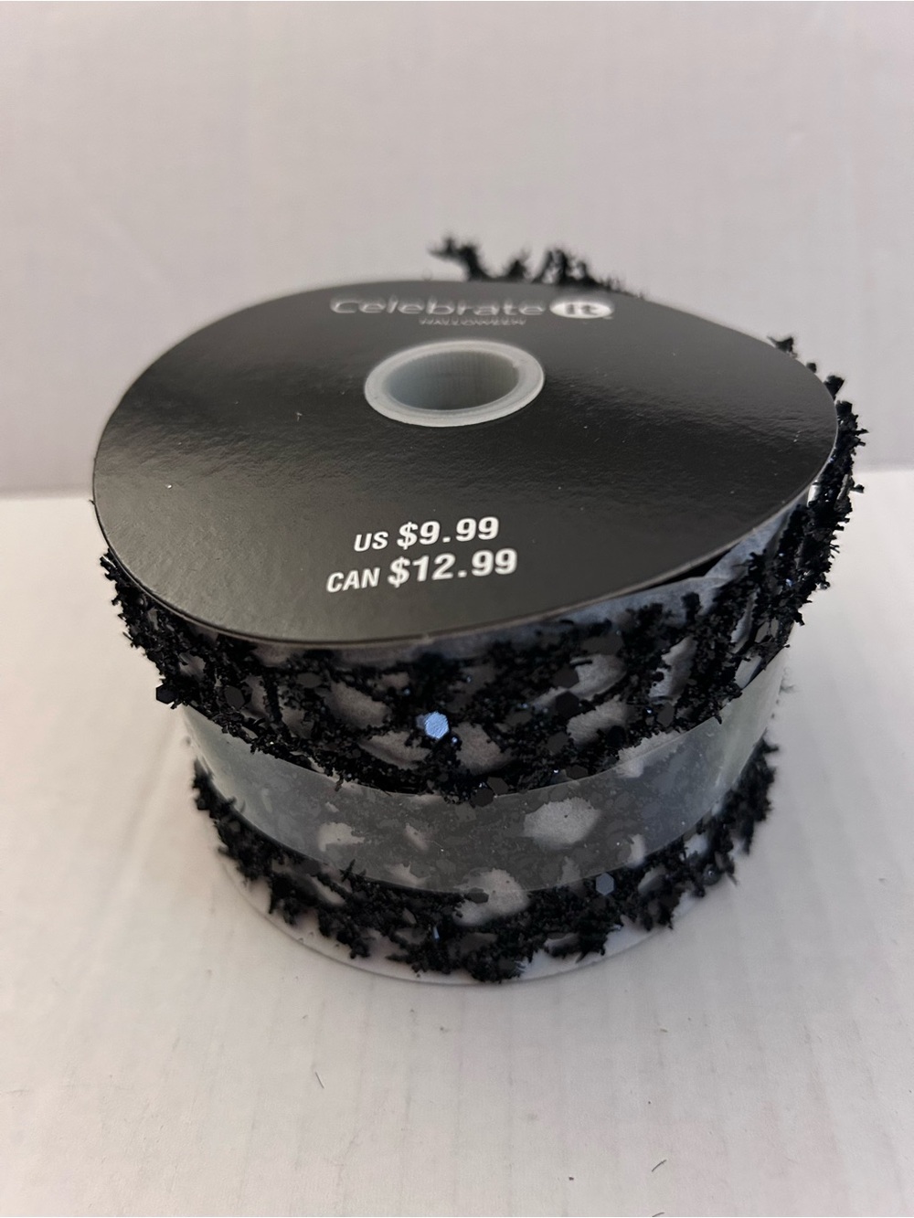 Celebrate It Black sequin Decorative Party Ribbon 2-1/2”